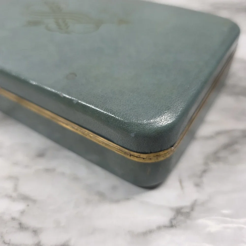 Vintage Genuine Tory Jewel Box 50's 60's Blue Velvet Interior READ Description